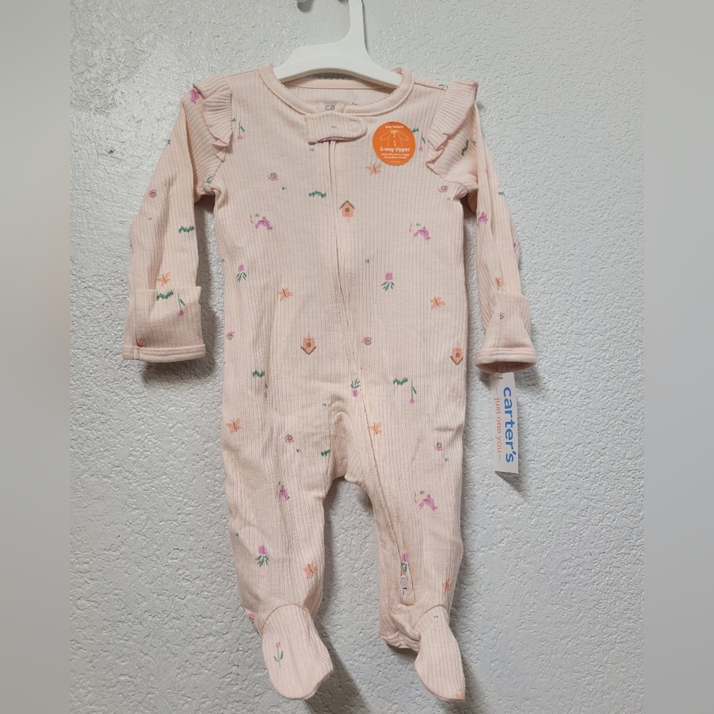 Carter's Light Pink Floral Footed One Piece 3 Months Nwt